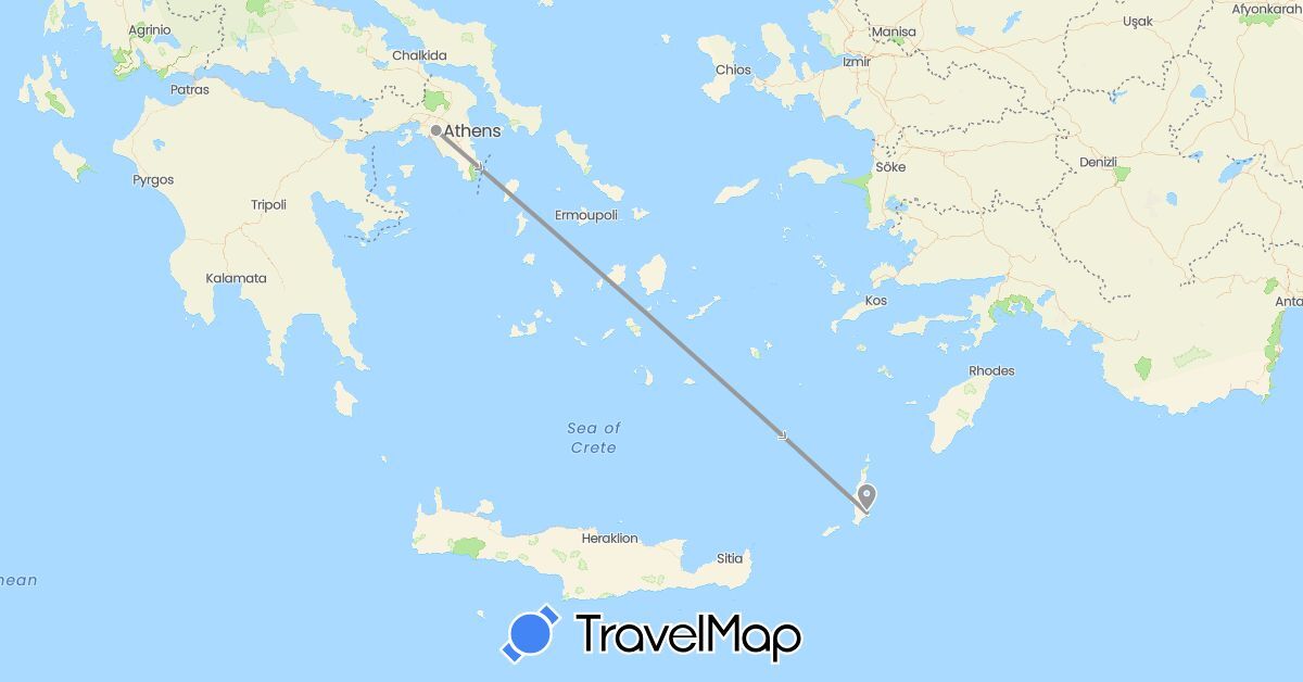 TravelMap itinerary: driving, plane in Greece (Europe)